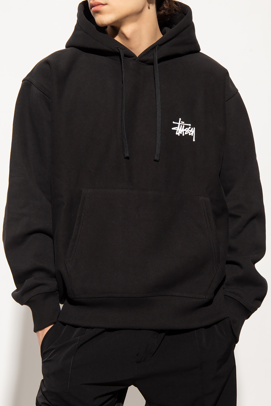Logo - printed hoodie Imprim Stussy - Gestuz Pullover 'Alpha' nero ...